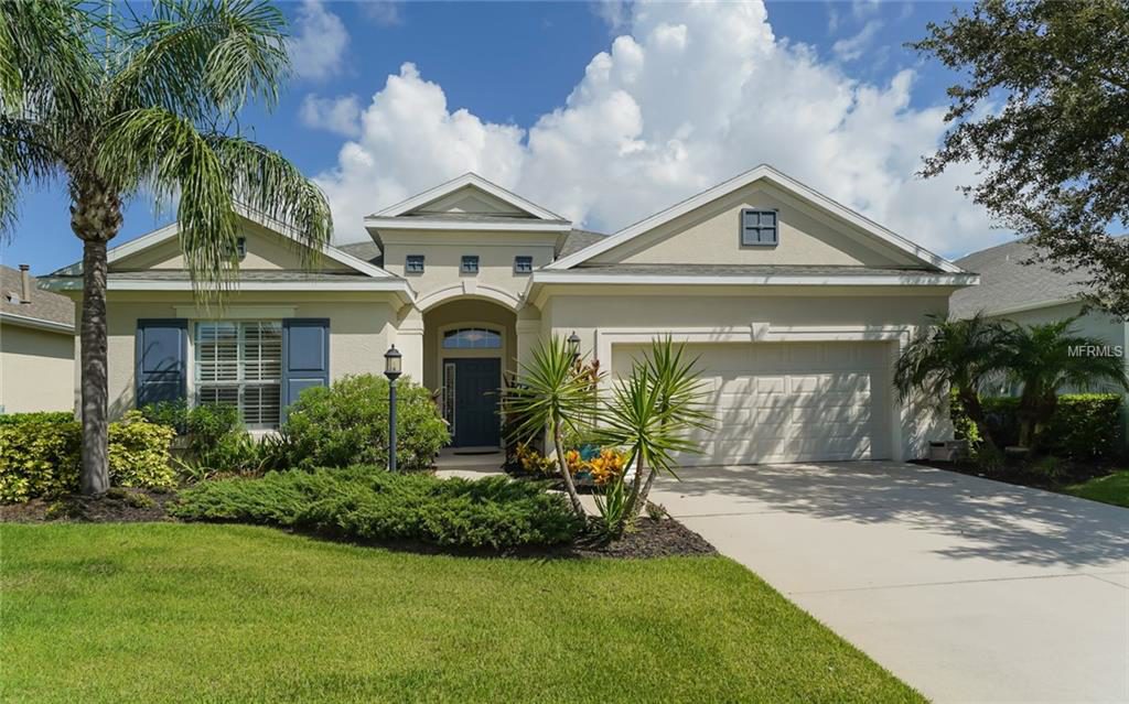Front elevation of a home for sale in Central Park in Lakewood Ranch, FL