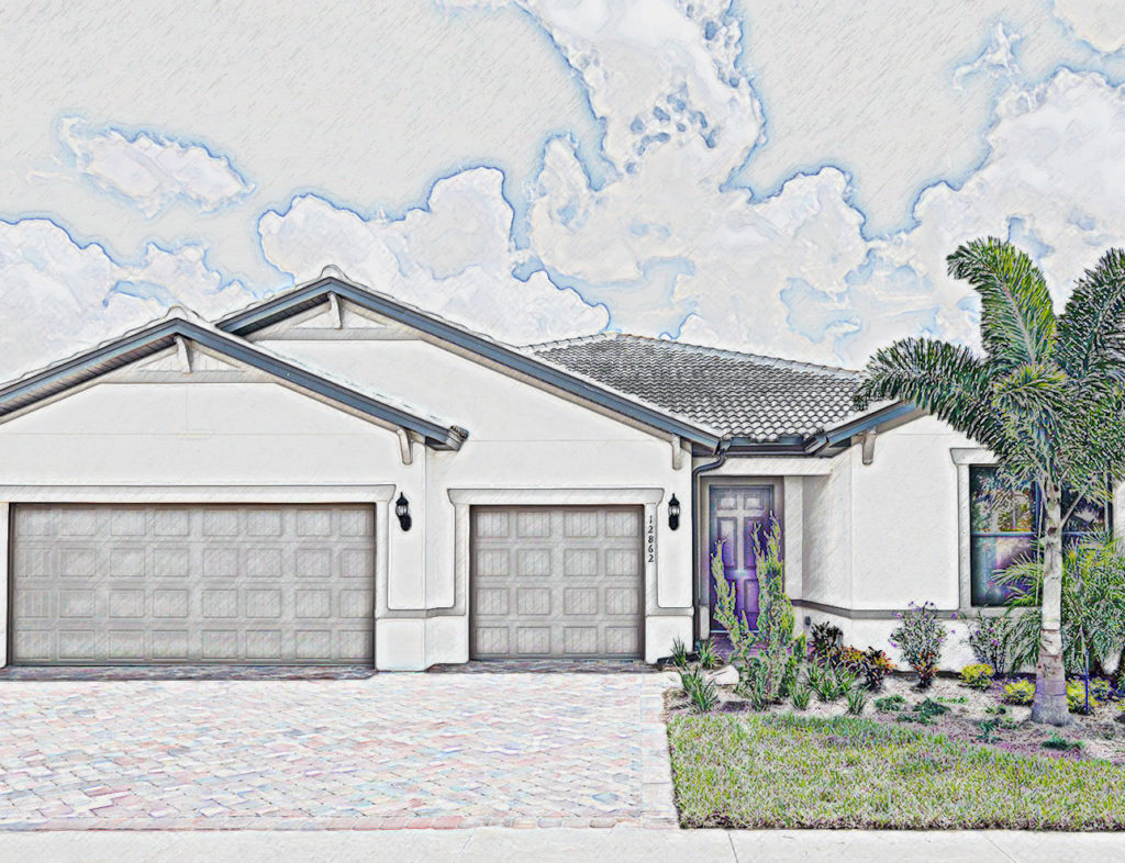 drawing of a single family home in Florida