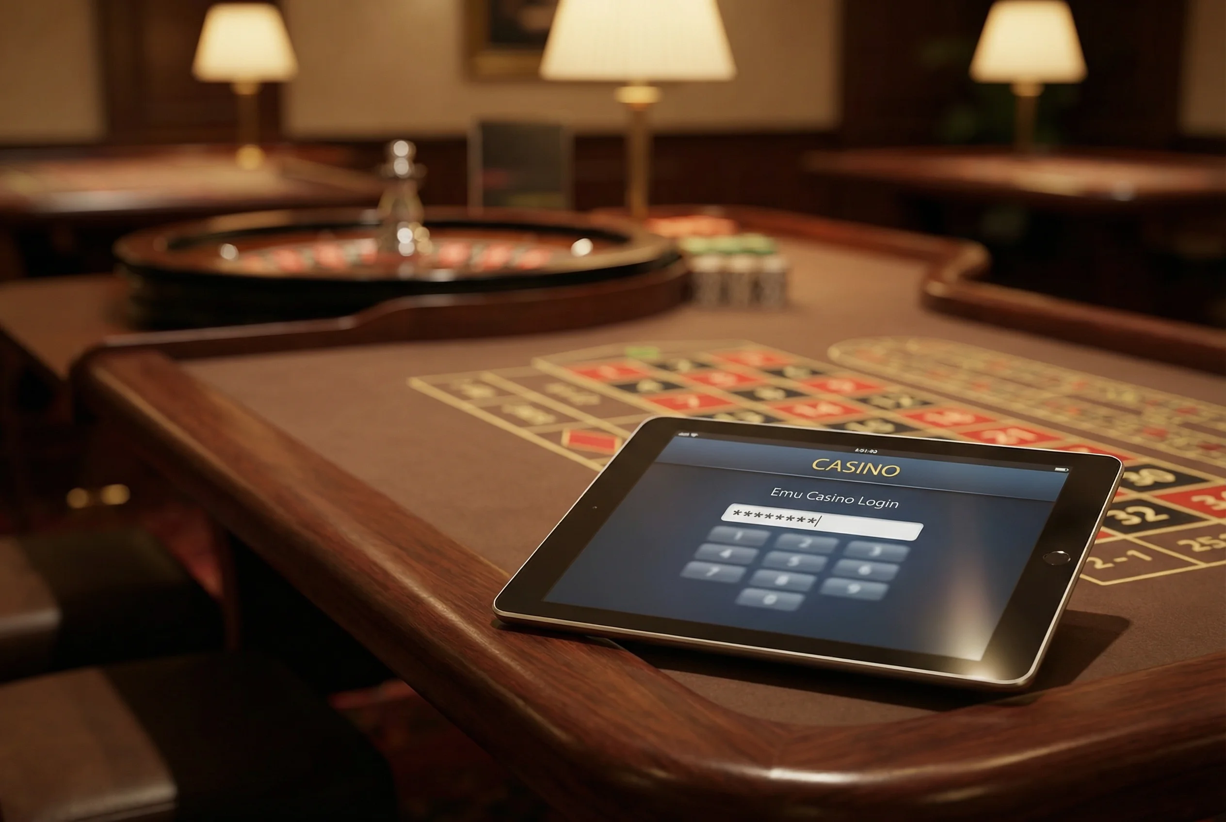 Person exploring EmuCasino on a tablet